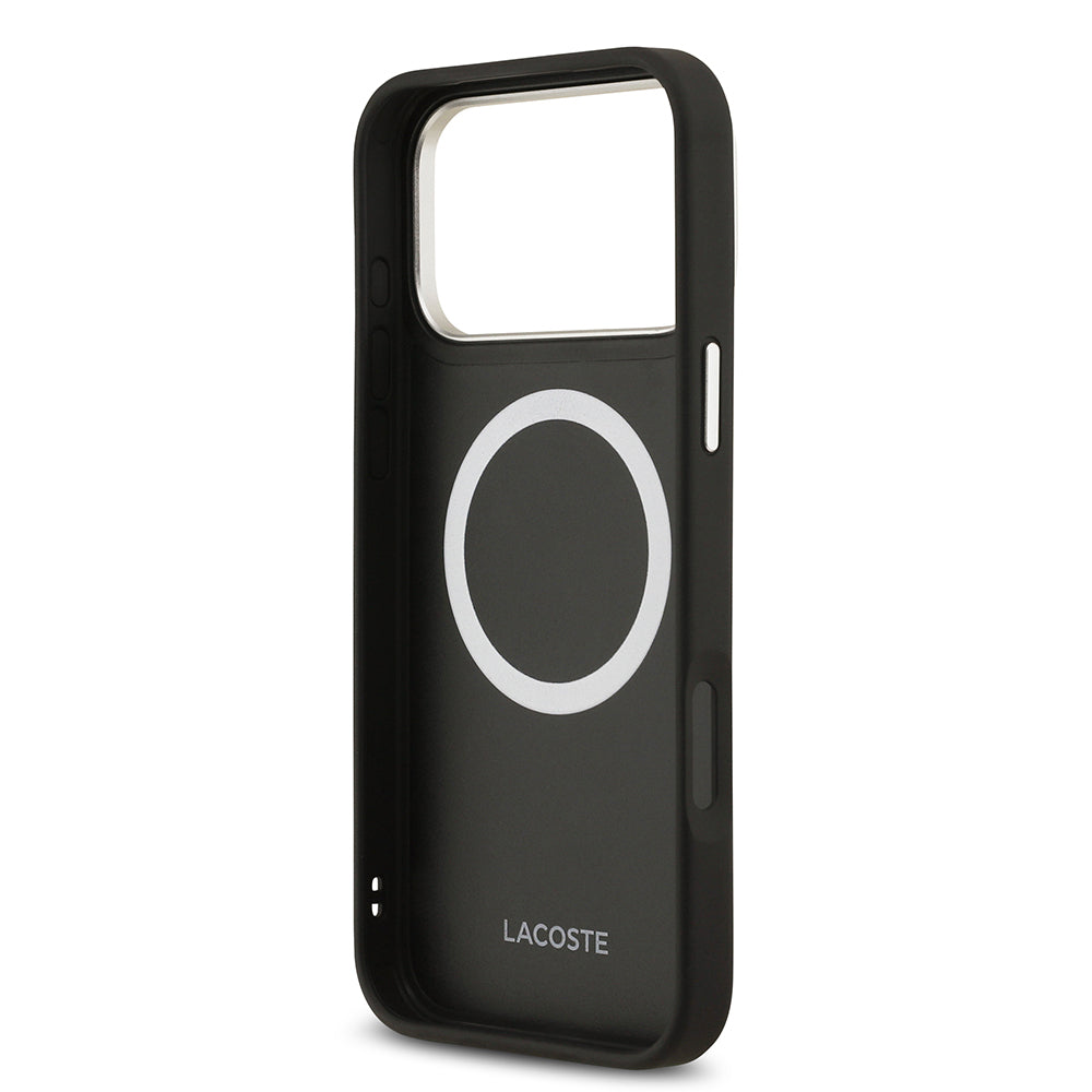 Lacoste iPhone 17 Pro Max Orjinal Lisanslı M-safe Şarj Özellikli Champs Elysees PU Deri Tasarımlı Kılıf