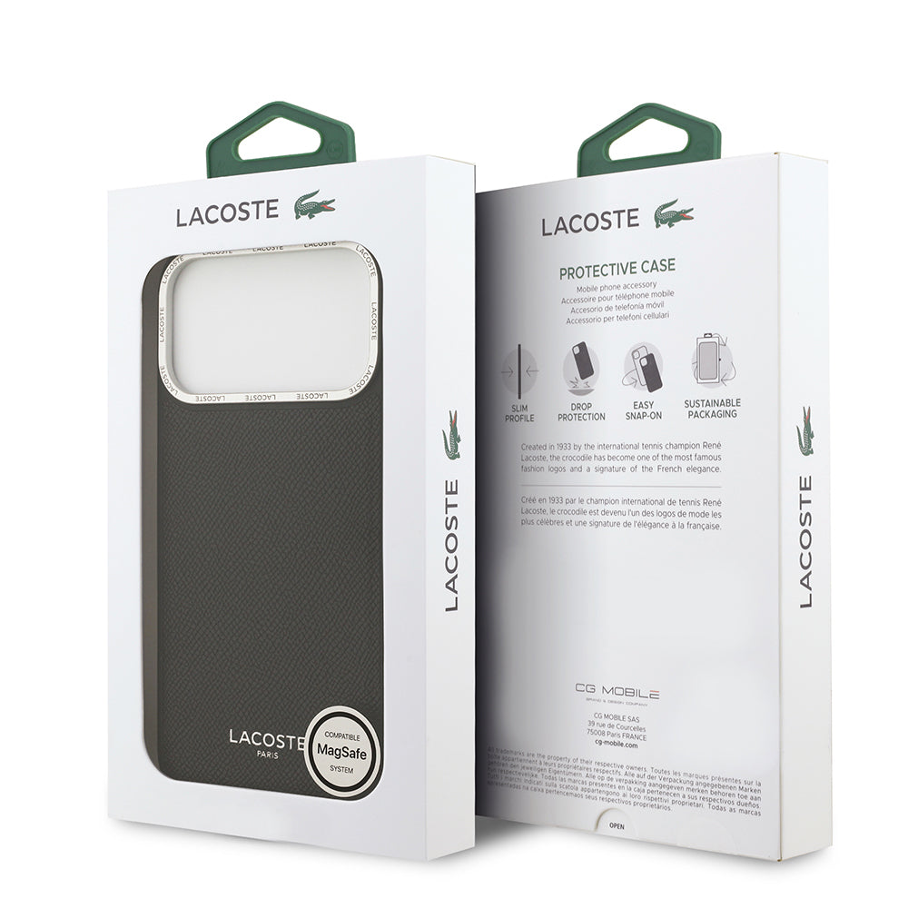 Lacoste iPhone 17 Pro Max Orjinal Lisanslı M-safe Şarj Özellikli Champs Elysees PU Deri Tasarımlı Kılıf