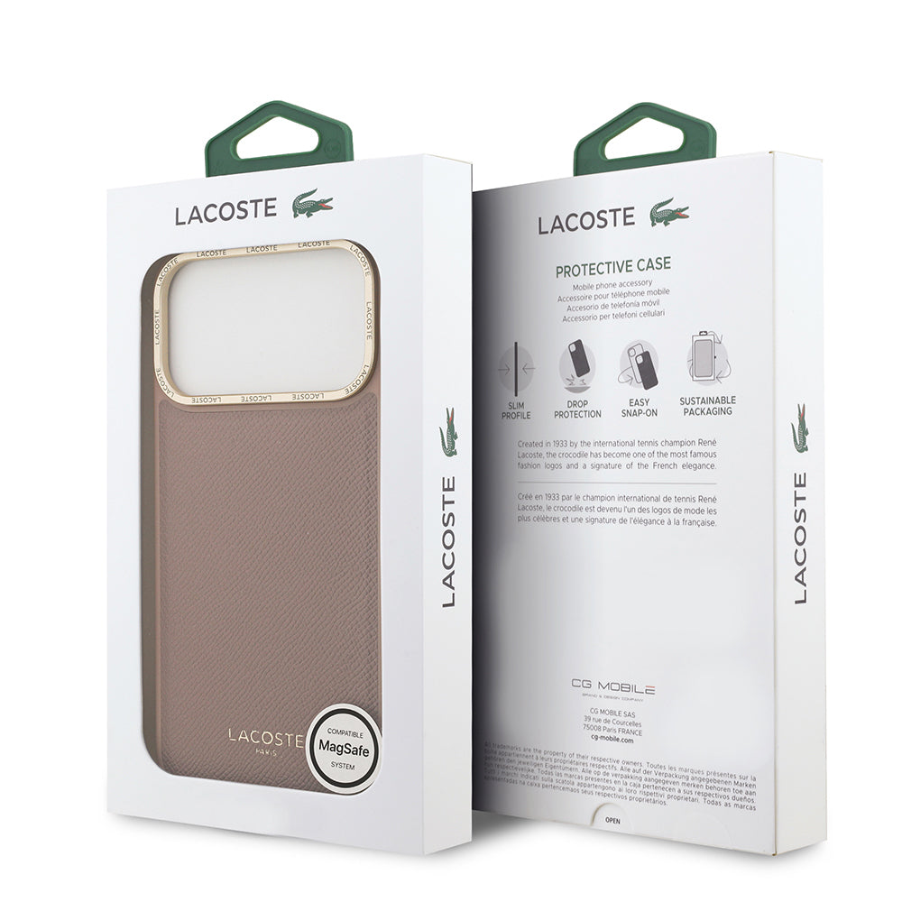 Lacoste iPhone 17 Pro Max Orjinal Lisanslı M-safe Şarj Özellikli Champs Elysees PU Deri Tasarımlı Kılıf