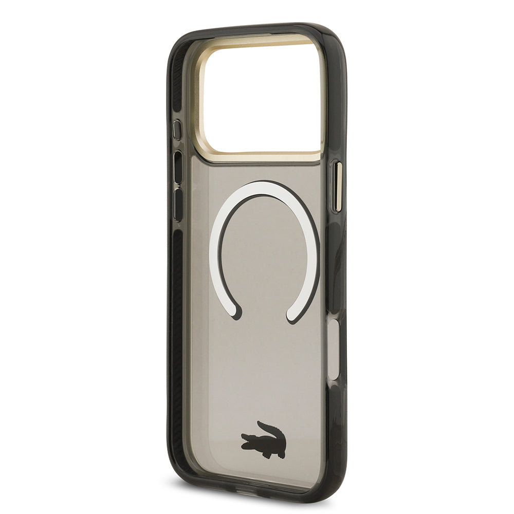 Lacoste iPhone 17 Pro Max Orjinal Lisanslı M-safe Şarj Özellikli Gold Timsah Logolu Buzlu Kılıf