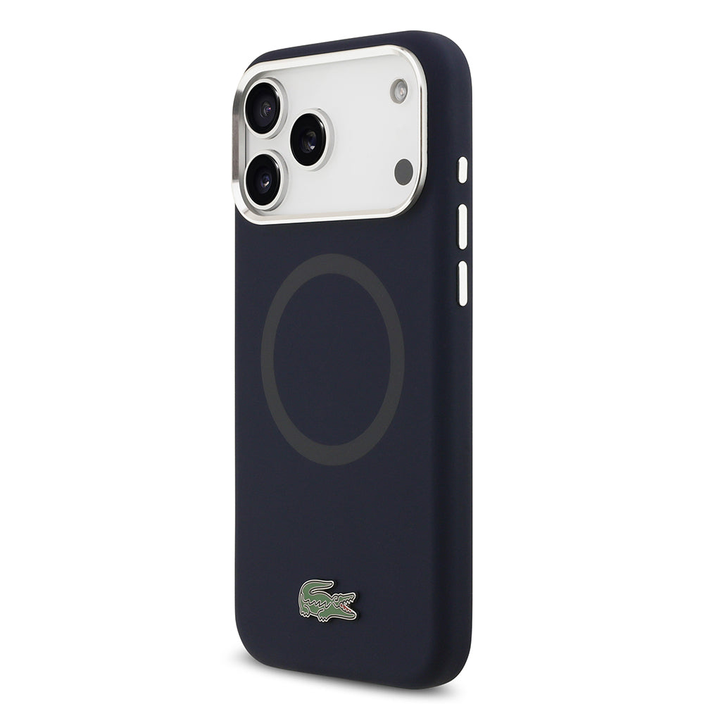 Lacoste iPhone 17 Pro Max Orjinal Lisanslı M-safe Şarj Özellikli İkonik Logolu Metal Kamera Çerçeveli Silikon Kılıf