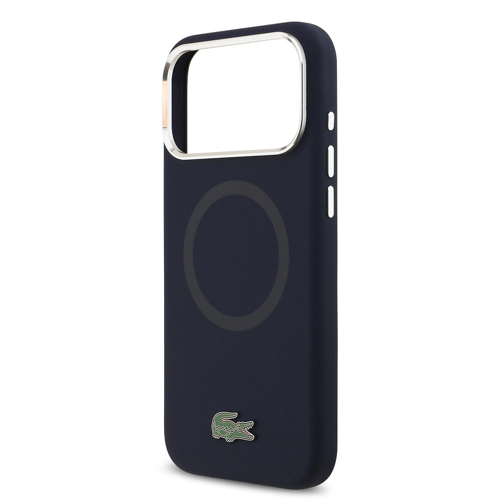 Lacoste iPhone 17 Pro Max Orjinal Lisanslı M-safe Şarj Özellikli İkonik Logolu Metal Kamera Çerçeveli Silikon Kılıf