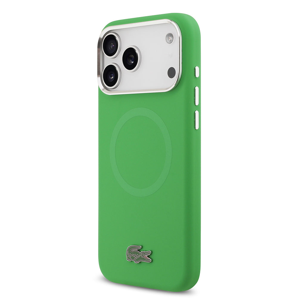 Lacoste iPhone 17 Pro Max Orjinal Lisanslı M-safe Şarj Özellikli İkonik Logolu Metal Kamera Çerçeveli Silikon Kılıf