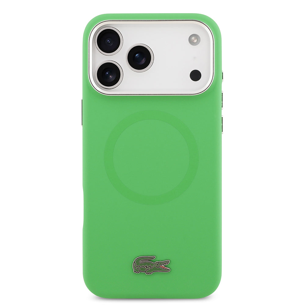 Lacoste iPhone 17 Pro Max Orjinal Lisanslı M-safe Şarj Özellikli İkonik Logolu Metal Kamera Çerçeveli Silikon Kılıf