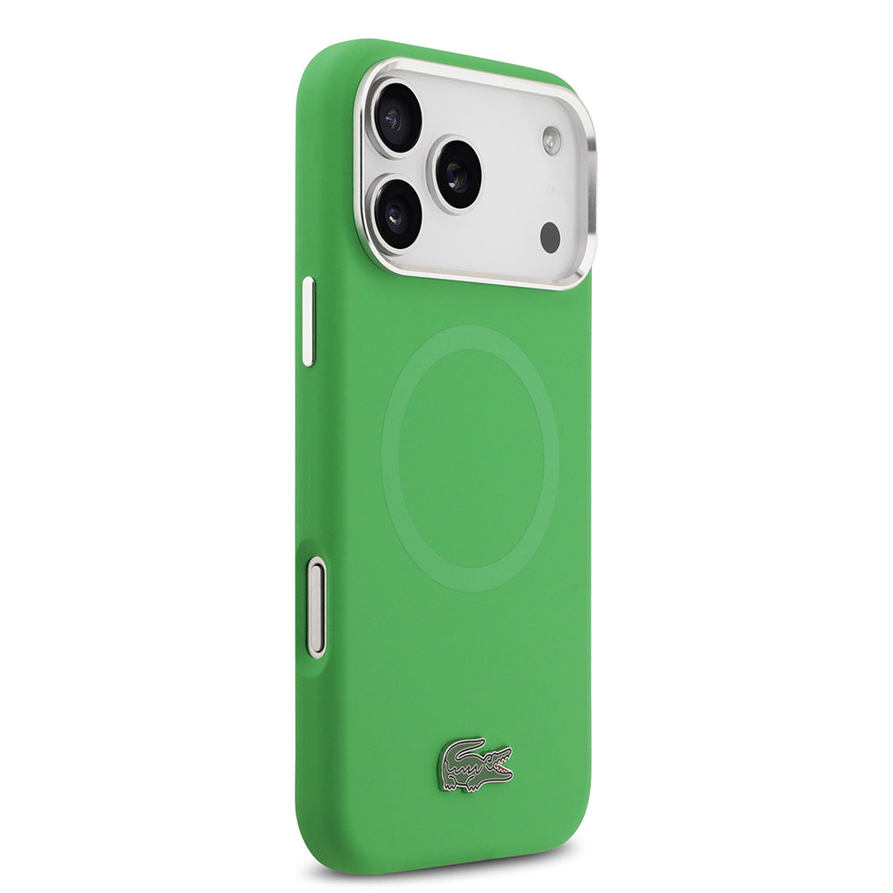 Lacoste iPhone 17 Pro Max Orjinal Lisanslı M-safe Şarj Özellikli İkonik Logolu Metal Kamera Çerçeveli Silikon Kılıf