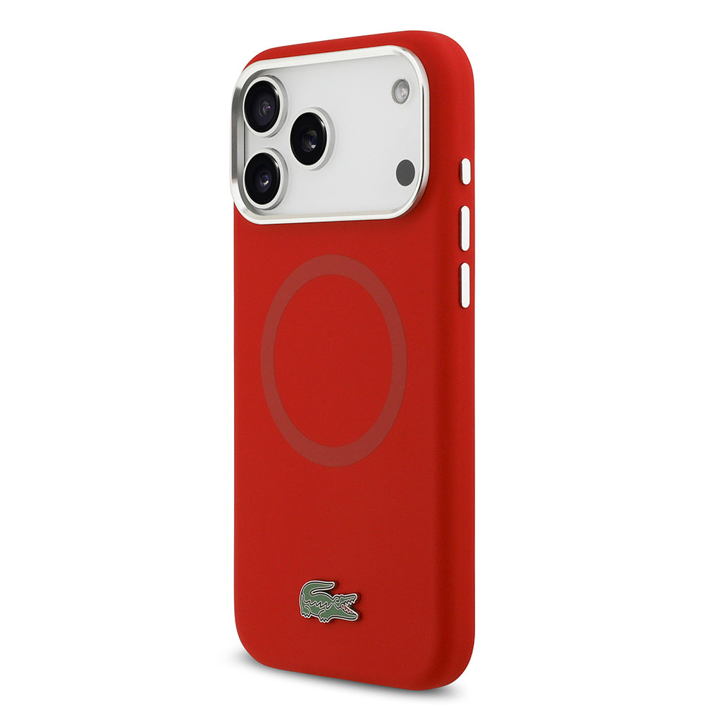 Lacoste iPhone 17 Pro Max Orjinal Lisanslı M-safe Şarj Özellikli İkonik Logolu Metal Kamera Çerçeveli Silikon Kılıf