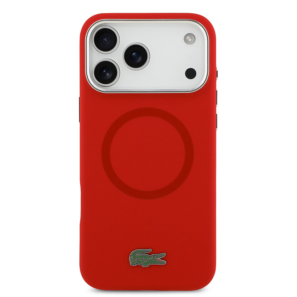 Lacoste iPhone 17 Pro Max Orjinal Lisanslı M-safe Şarj Özellikli İkonik Logolu Metal Kamera Çerçeveli Silikon Kılıf