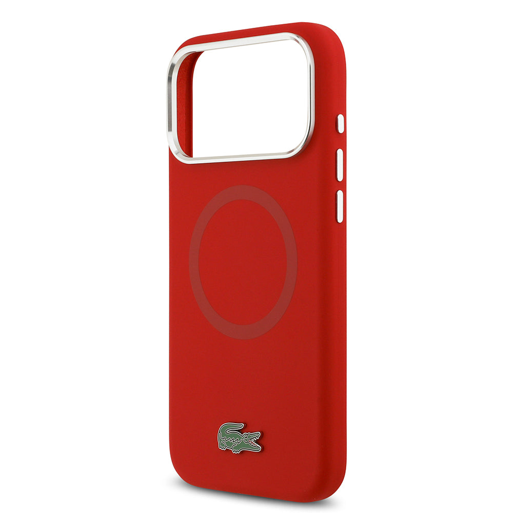 Lacoste iPhone 17 Pro Max Orjinal Lisanslı M-safe Şarj Özellikli İkonik Logolu Metal Kamera Çerçeveli Silikon Kılıf