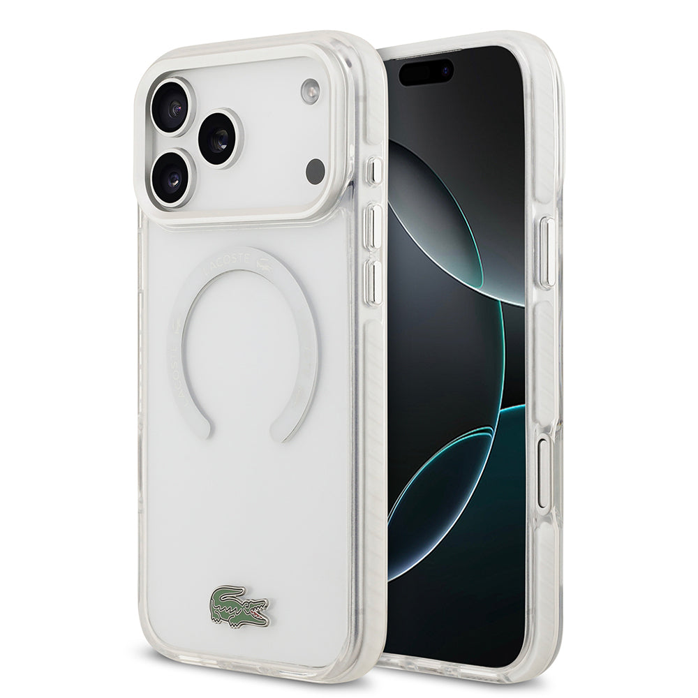Lacoste iPhone 17 Pro Max Orjinal Lisanslı M-safe Şarj Özellikli İkonik Timsah Logolu Buzlu Kılıf