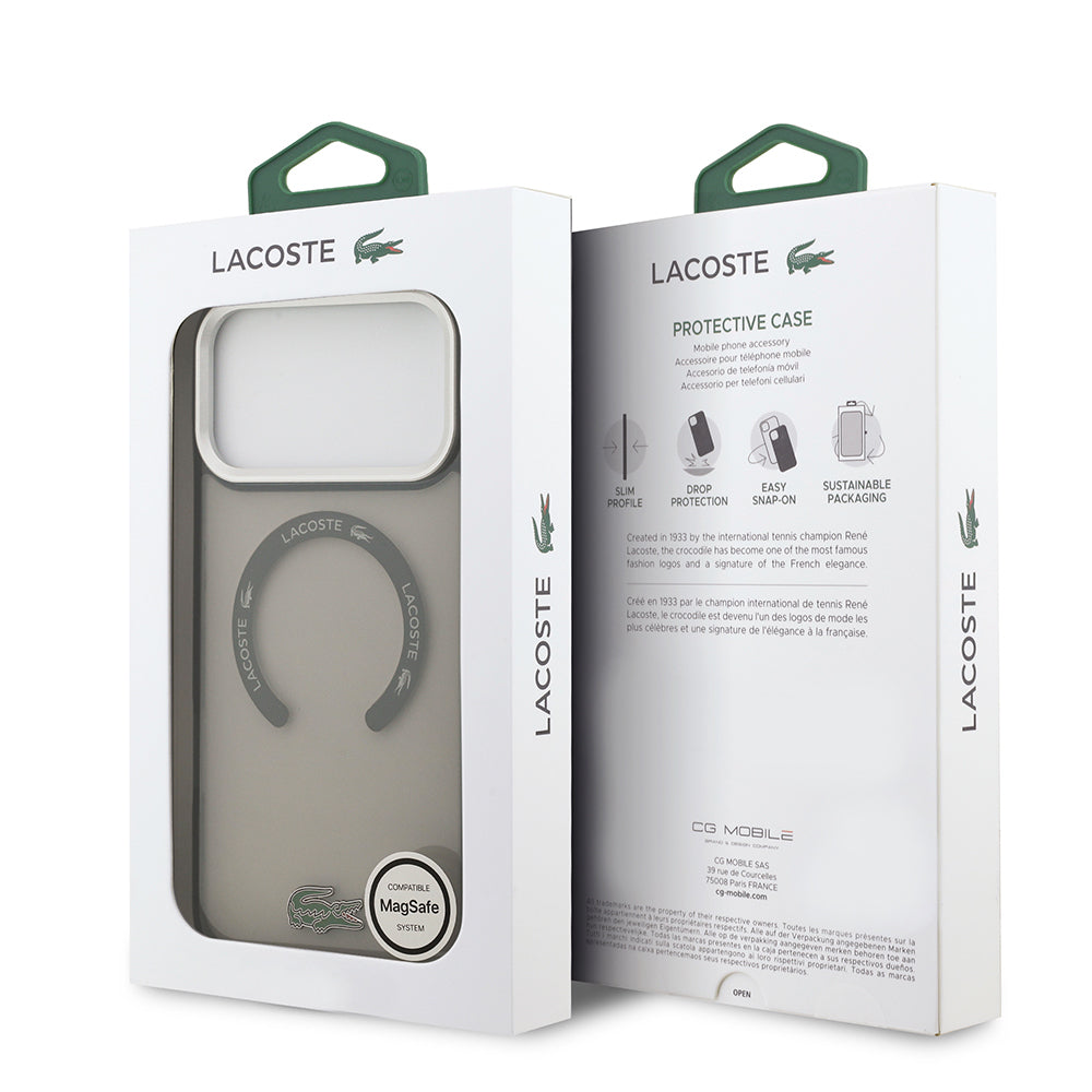 Lacoste iPhone 17 Pro Max Orjinal Lisanslı M-safe Şarj Özellikli İkonik Timsah Logolu Buzlu Kılıf