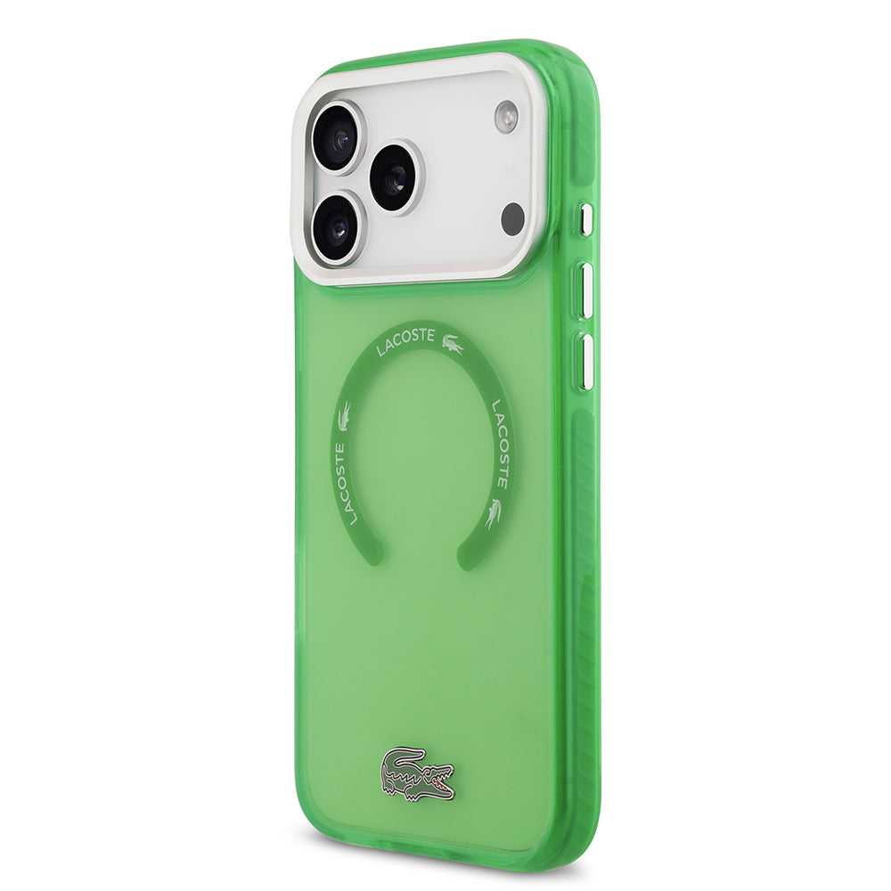 Lacoste iPhone 17 Pro Max Orjinal Lisanslı M-safe Şarj Özellikli İkonik Timsah Logolu Buzlu Kılıf