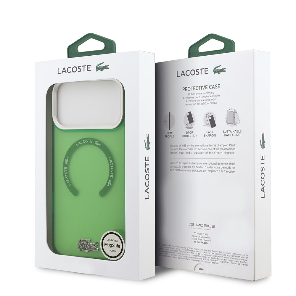 Lacoste iPhone 17 Pro Max Orjinal Lisanslı M-safe Şarj Özellikli İkonik Timsah Logolu Buzlu Kılıf