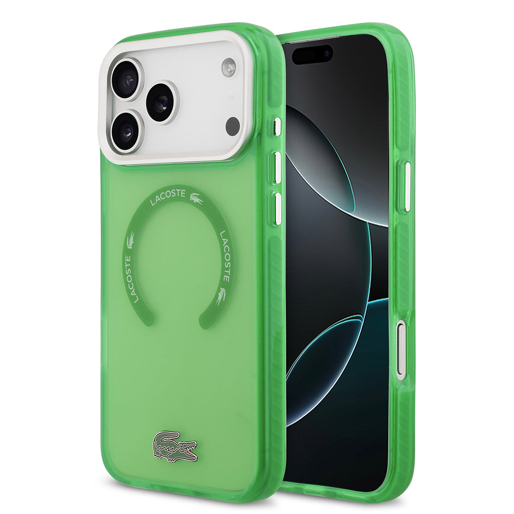 Lacoste iPhone 17 Pro Max Orjinal Lisanslı M-safe Şarj Özellikli İkonik Timsah Logolu Buzlu Kılıf