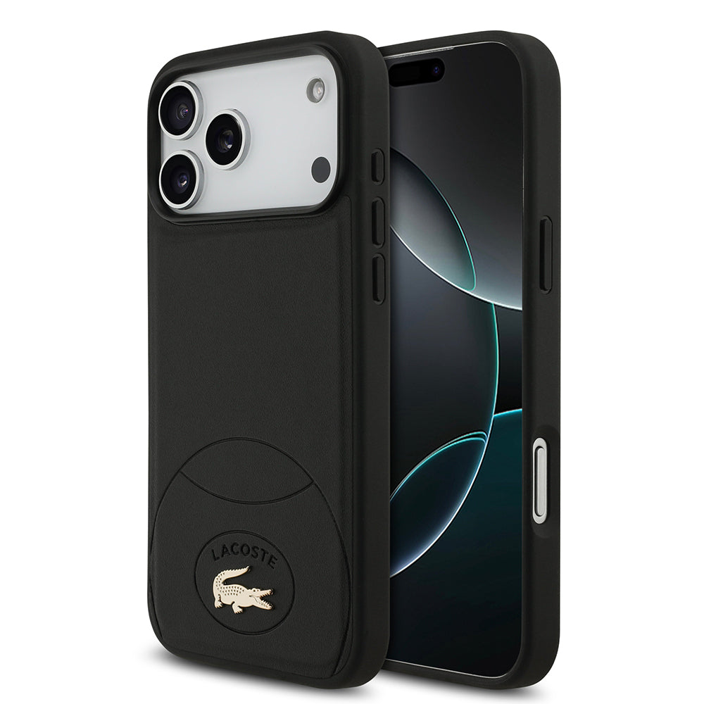 Lacoste iPhone 17 Pro Max Orjinal Lisanslı Magsafe PU Deri Tasarımlı Metal Logolu Kılıf