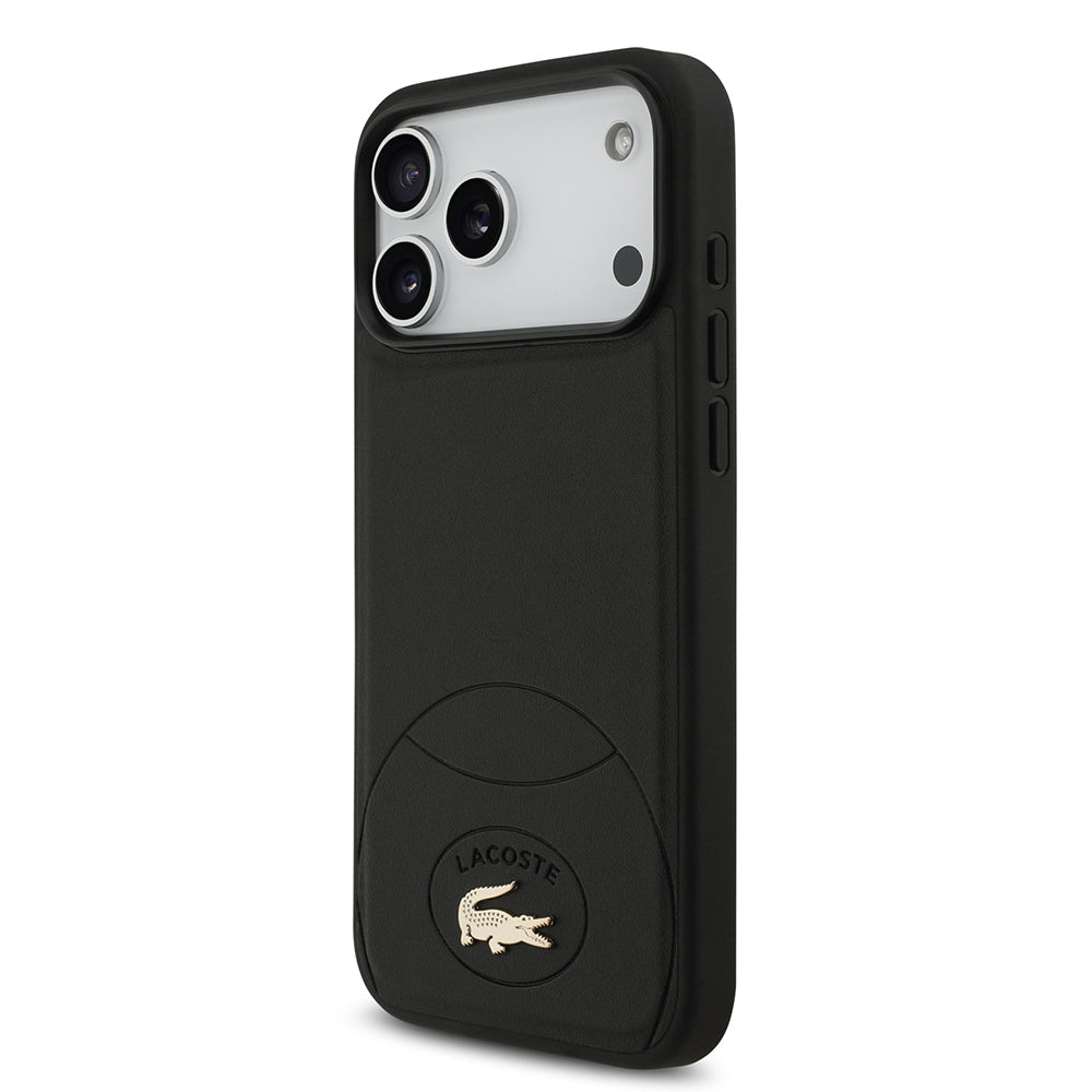 Lacoste iPhone 17 Pro Max Orjinal Lisanslı Magsafe PU Deri Tasarımlı Metal Logolu Kılıf