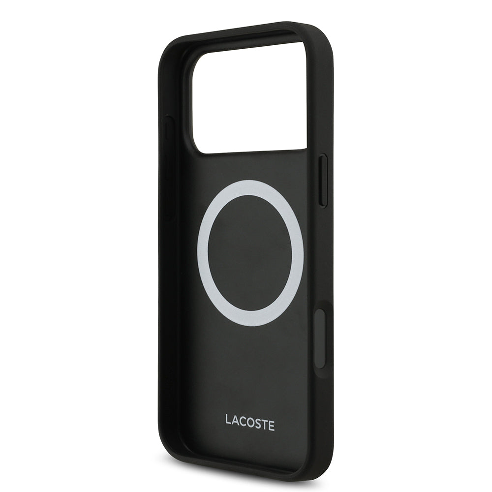 Lacoste iPhone 17 Pro Max Orjinal Lisanslı Magsafe PU Deri Tasarımlı Metal Logolu Kılıf