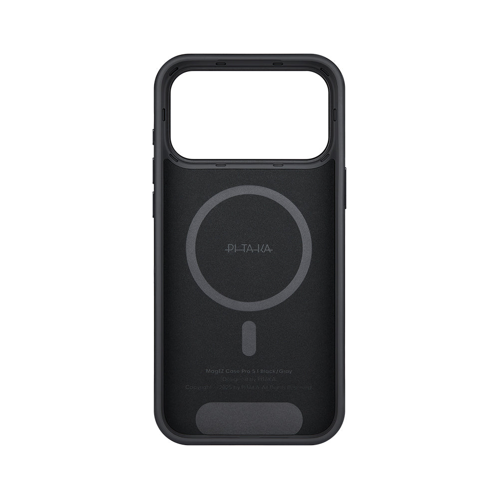Pitaka Military-Grade Classic Serisi iPhone 17 Pro Max M-safe Şarj Özellikli 1500D Aramid Fiber Black-Grey Twill Kılıf