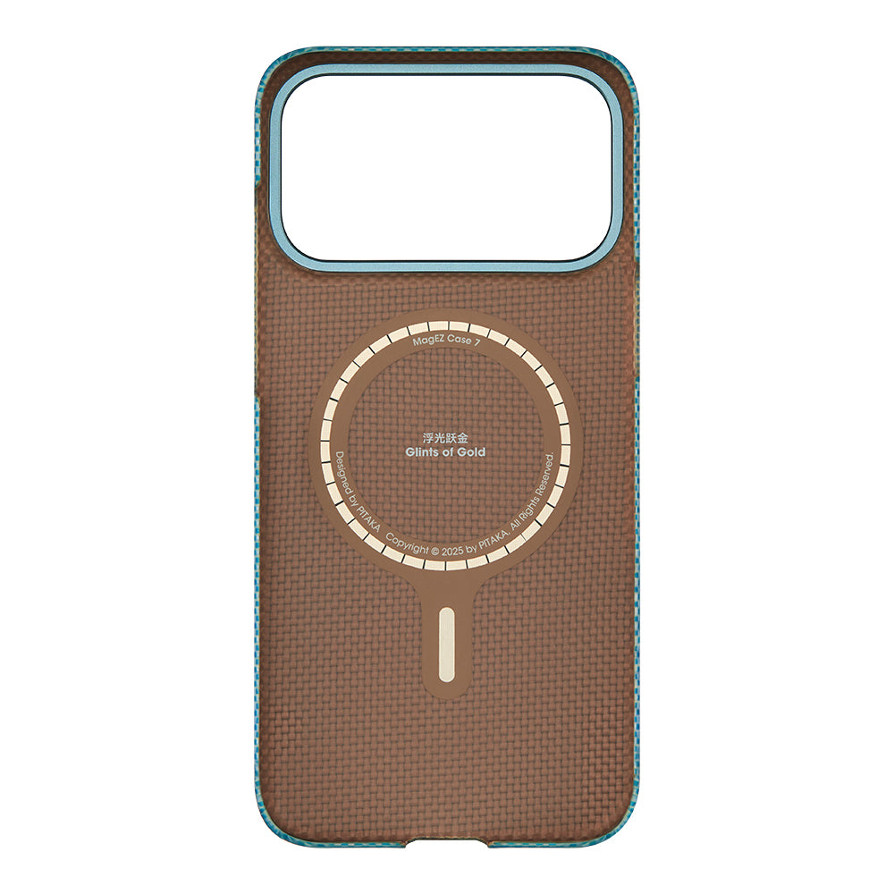 Pitaka Glints of Gold Ultra Slim Serisi iPhone 17 Pro Max M-safe Şarj Özellikli Aramid Fiber Kılıf