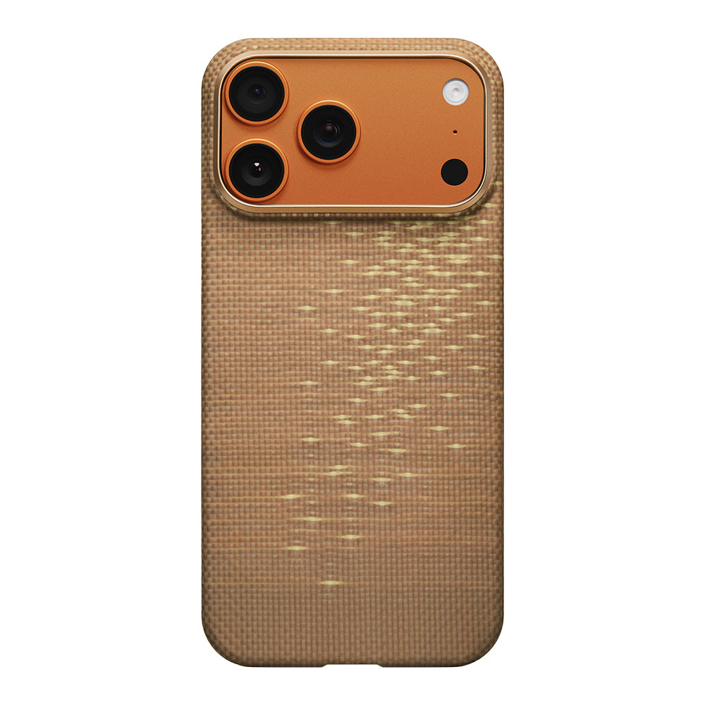 Pitaka Glints of Gold Ultra Slim Serisi iPhone 17 Pro Max M-safe Şarj Özellikli Aramid Fiber Kılıf