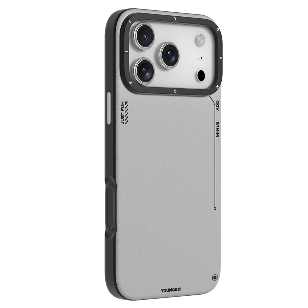 Youngkit Tech Fashion Serisi iPhone 17 Pro Max M-safe Şarj Özellikli Basit Mat Deri Desenli Kılıf