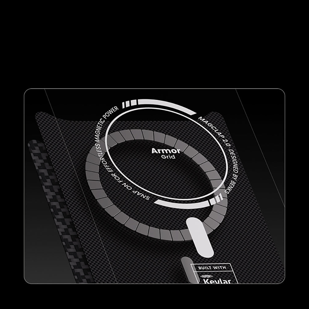 Benks ArmorPro ArmorGrid Serisi iPhone 17 Pro Max M-Safe Şarj Özellikli Kevlar Kılıf