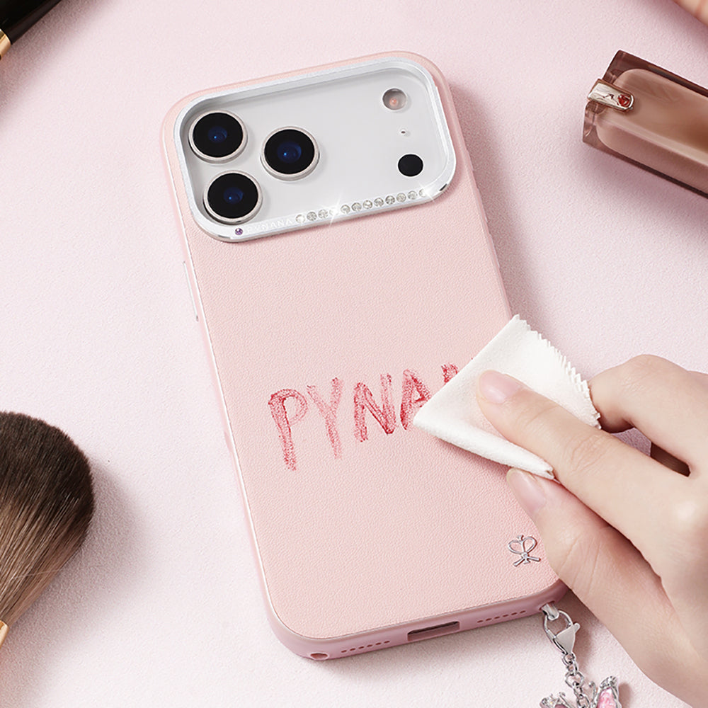 Pynana Starry Serisi iPhone 17 Pro Max Kılıf M-safe Şarj Özellikli Deri Tasarımlı Telefon Kılıfı