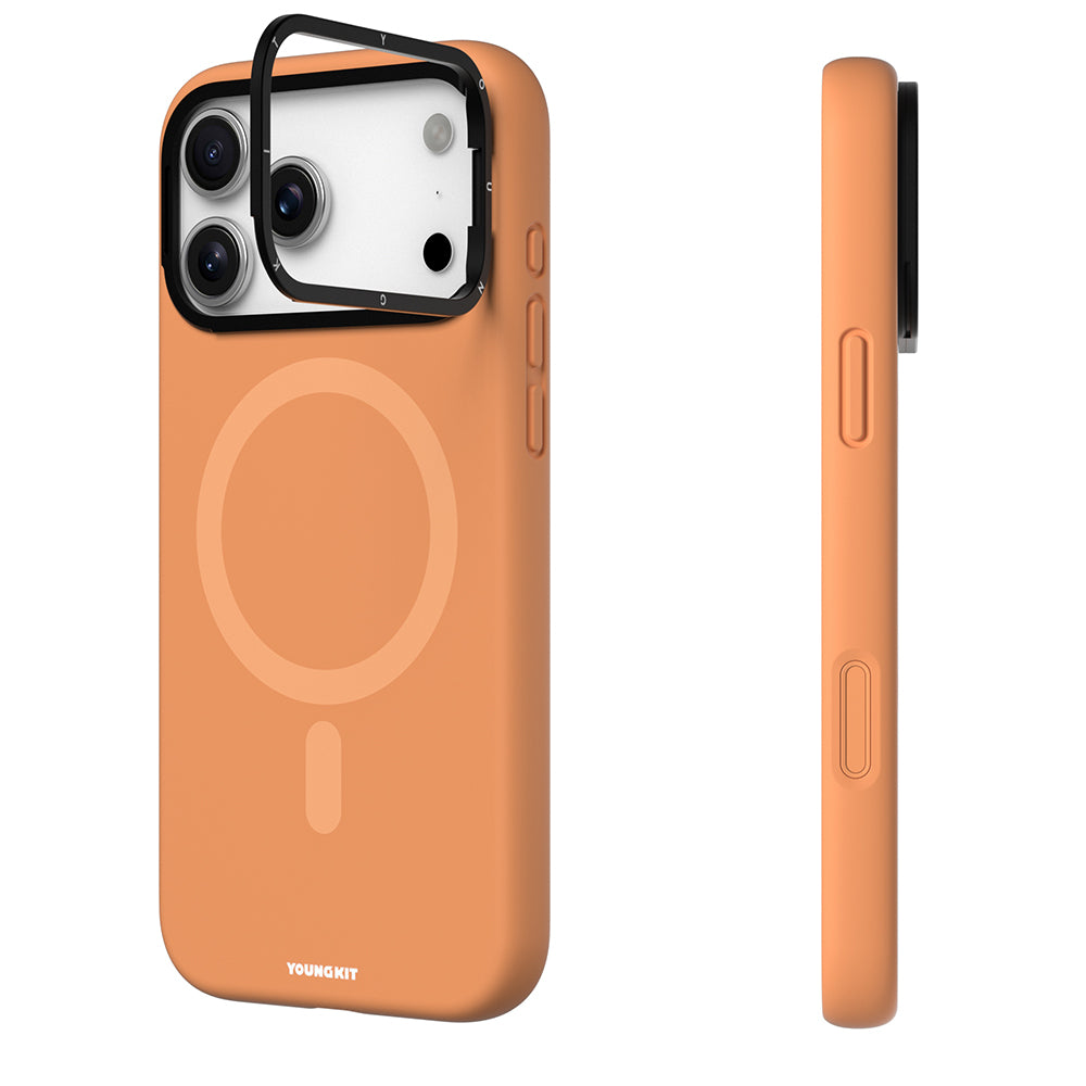 Youngkit Gel Cream Serisi iPhone 17 Pro Max M-Safe Şarj Özellikli Kamera Standlı Kılıf