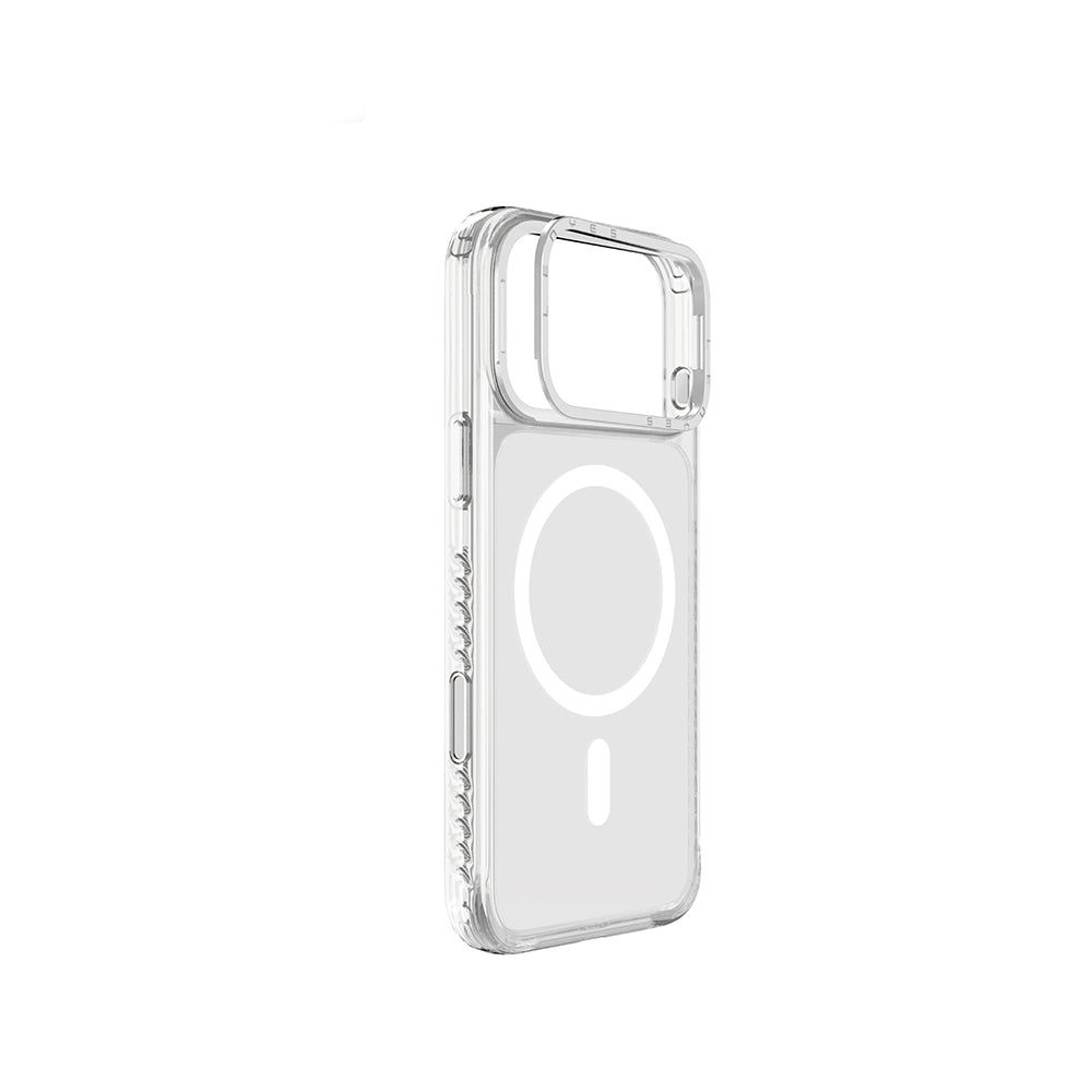 Lenyes CK221 iPhone 17 Pro Max M-safe Şarj Özellikli Metal Kamera Çerçeveli Airbag Tasarımlı Sert PC Kılıf