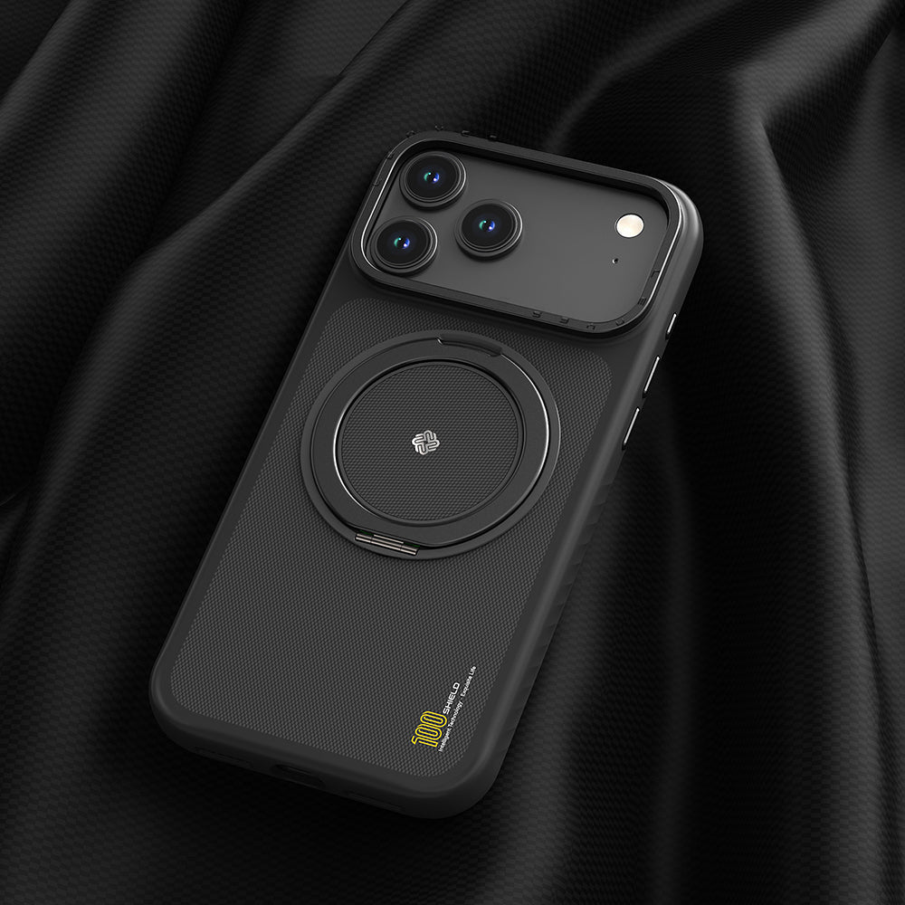 Lenyes CK225 Kevlar iPhone 17 Pro Max M-safe Şarj Özellikli Metal Standlı Telefon Kılıfı