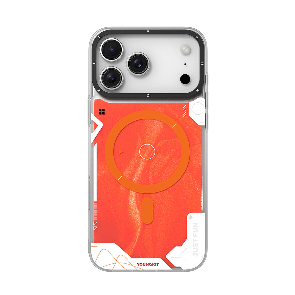 Youngkit Galaxy Fantasy Serisi iPhone 17 Pro Max M-safe Şarj Özellikli Parlak Kumlu Sıvılı Tasarımlı Kılıf