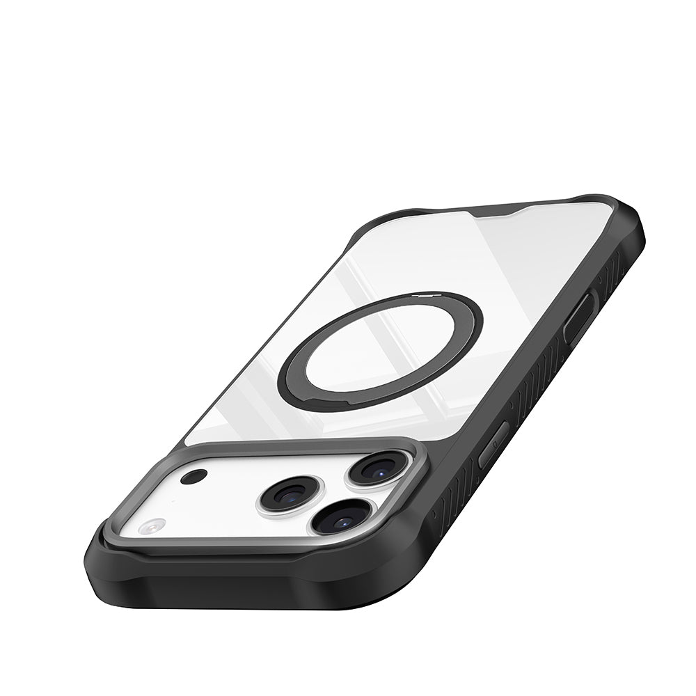 Mutural Obsidian Serisi iPhone 17 Pro Max M-safe Şarj Özellikli Parmak Ring Standlı Airbag Tasarımlı Kılıf