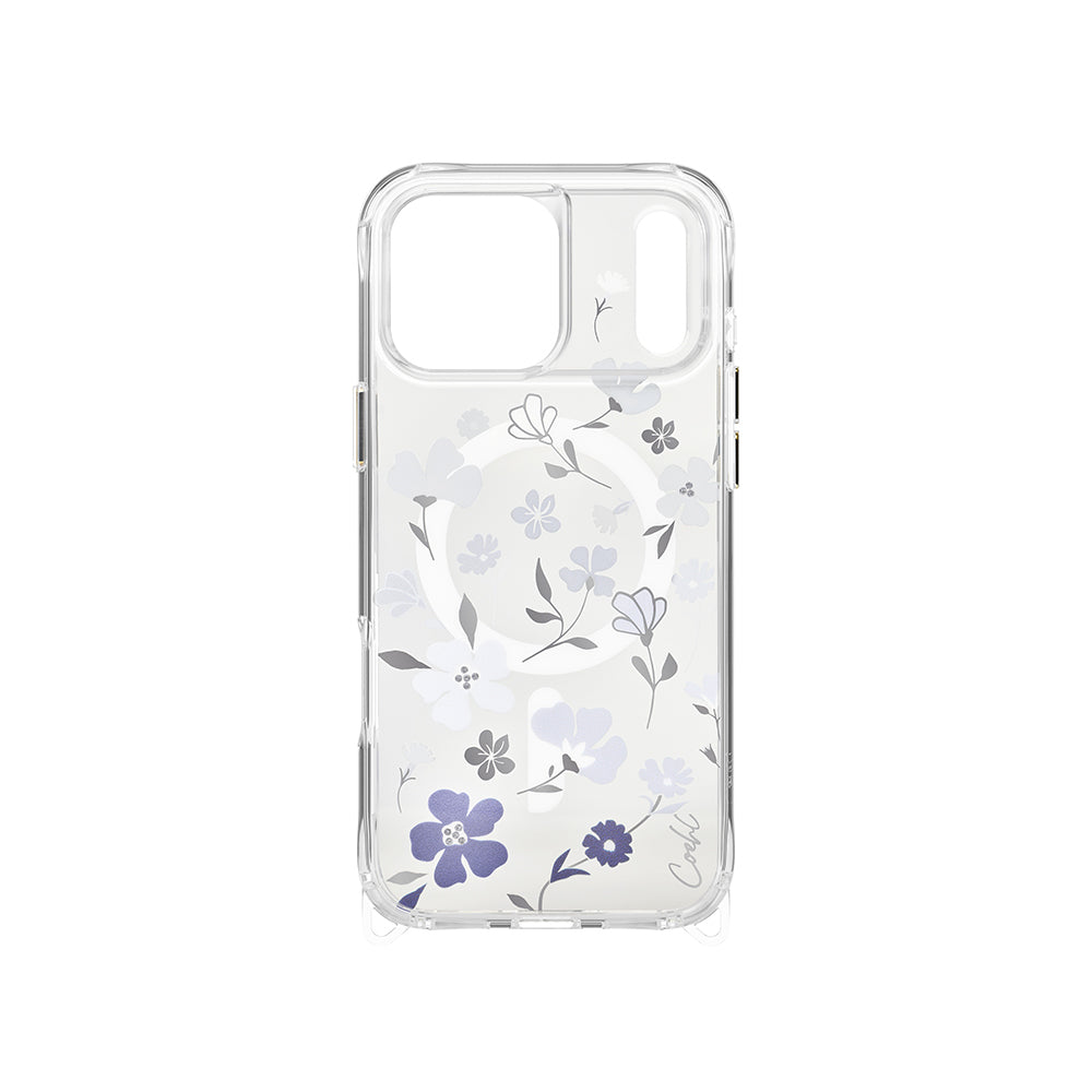 Coehl Amara iPhone 17 Pro Max M-safe Şarj Özellikli Şeffaf Arka Yüzey Çiçekli Kılıf