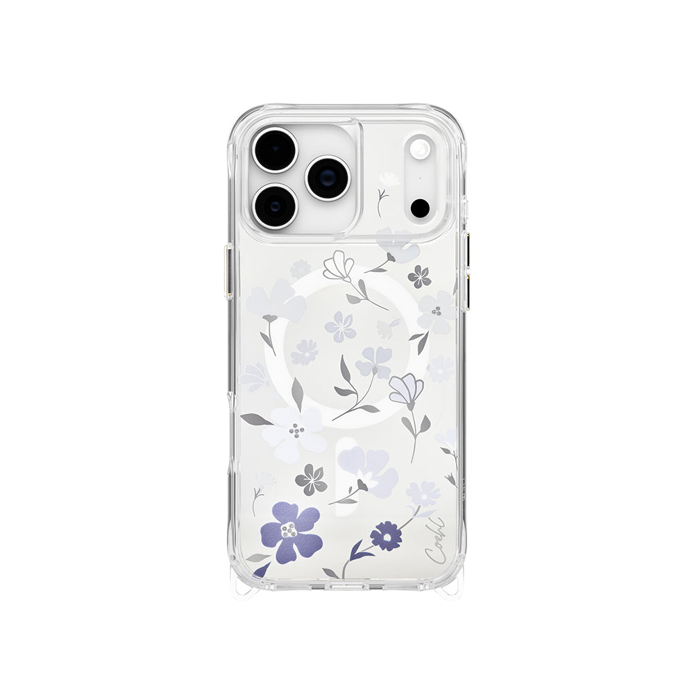 Coehl Amara iPhone 17 Pro Max M-safe Şarj Özellikli Şeffaf Arka Yüzey Çiçekli Kılıf