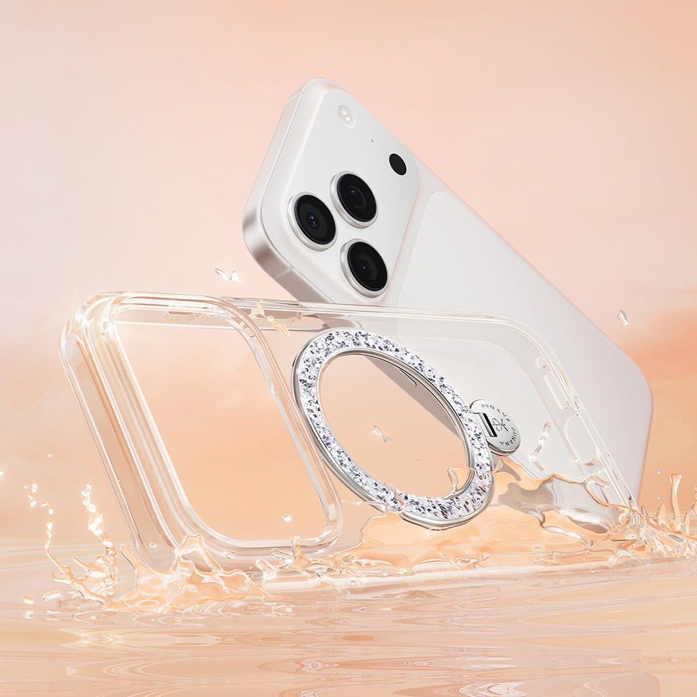 Pynana Dancing Circle Trendy Serisi iPhone 17 Pro Max Kılıf M-safe Şarj Özellikli Simli Standlı Kılıf