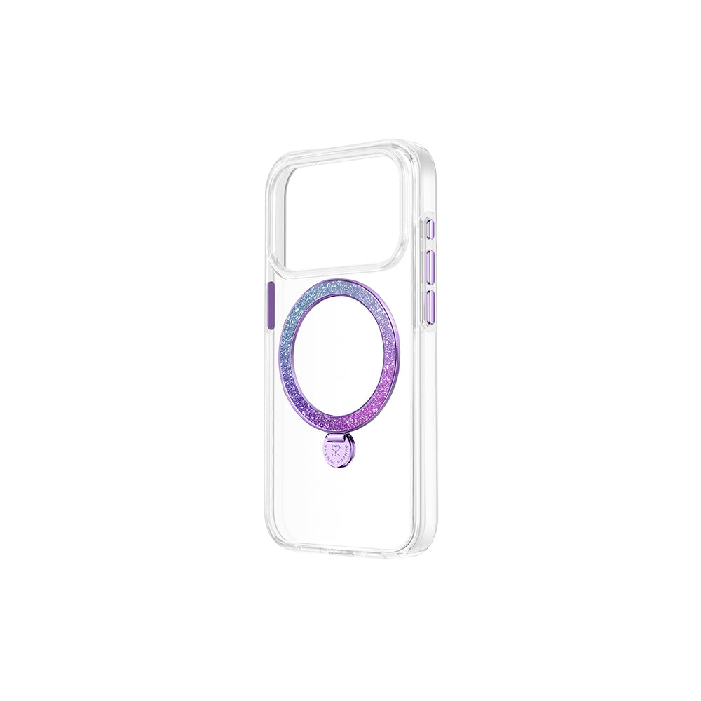 Pynana Dancing Circle Trendy Serisi iPhone 17 Pro Max Kılıf M-safe Şarj Özellikli Simli Standlı Kılıf
