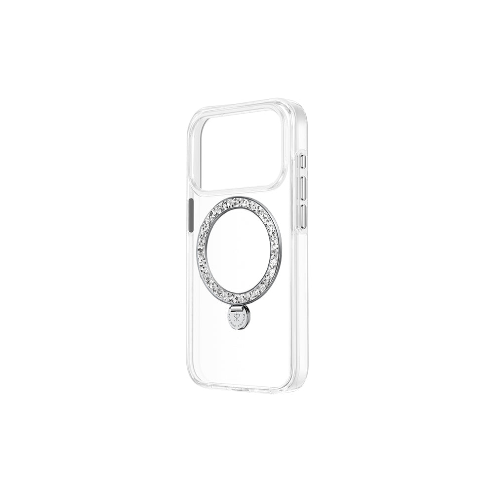 Pynana Dancing Circle Trendy Serisi iPhone 17 Pro Max Kılıf M-safe Şarj Özellikli Simli Standlı Kılıf