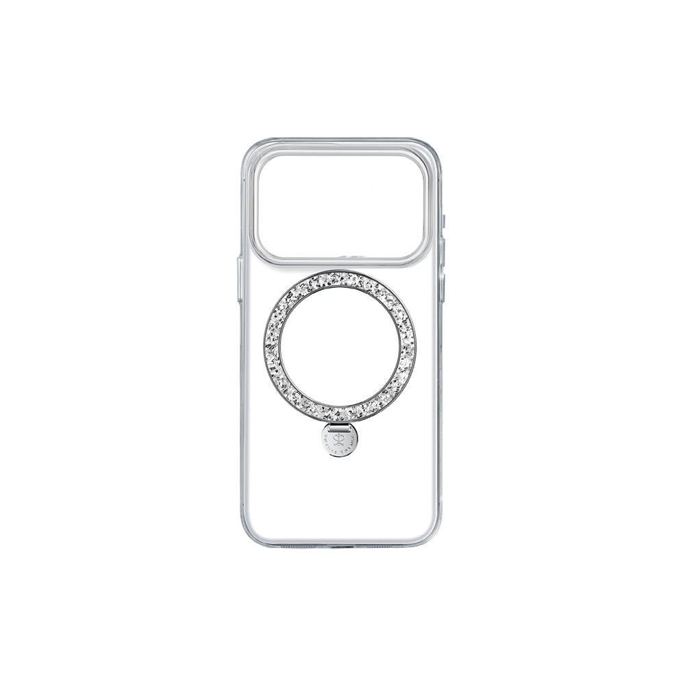 Pynana Dancing Circle Trendy Serisi iPhone 17 Pro Max Kılıf M-safe Şarj Özellikli Simli Standlı Kılıf