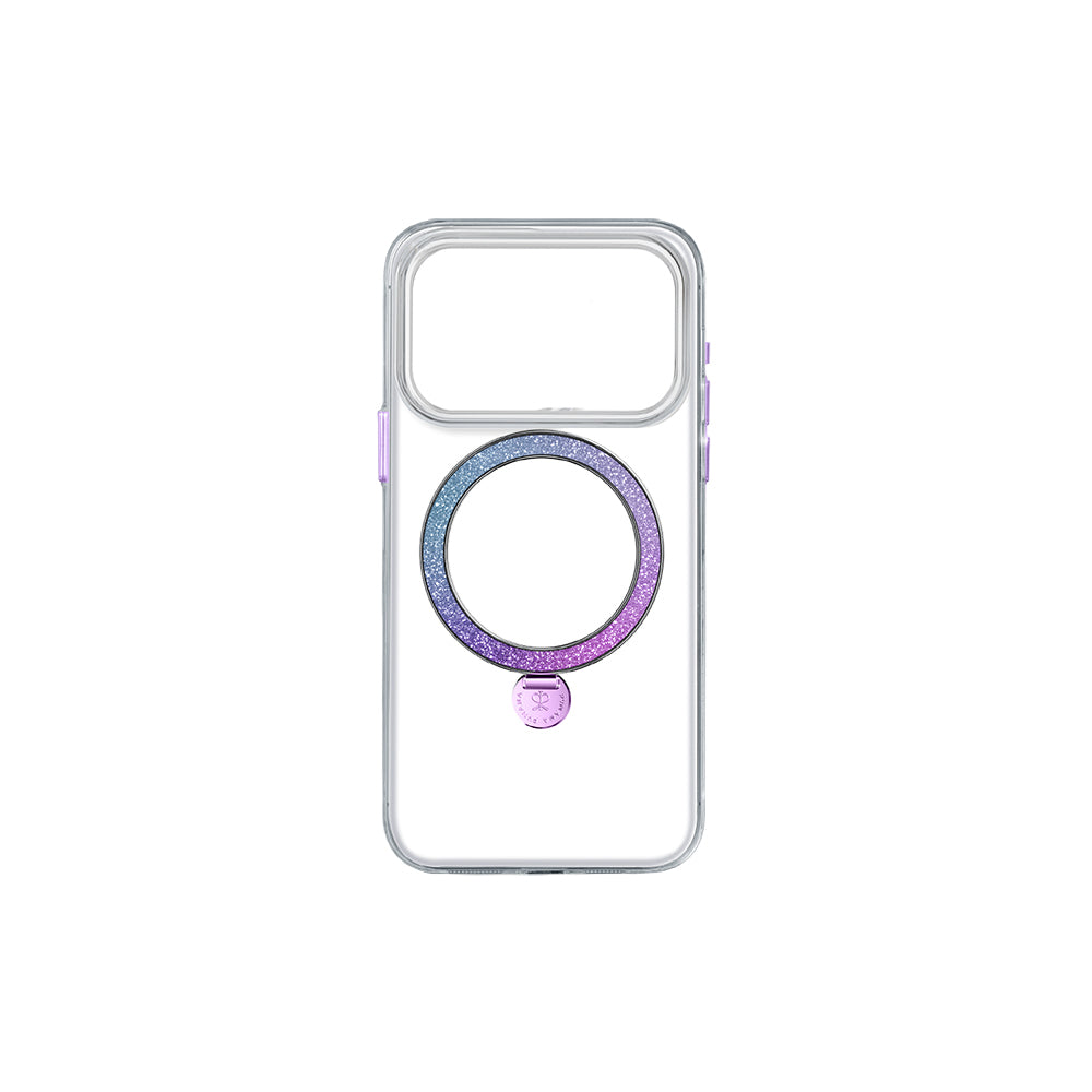 Pynana Dancing Circle Trendy Serisi iPhone 17 Pro Max Kılıf M-safe Şarj Özellikli Simli Standlı Kılıf