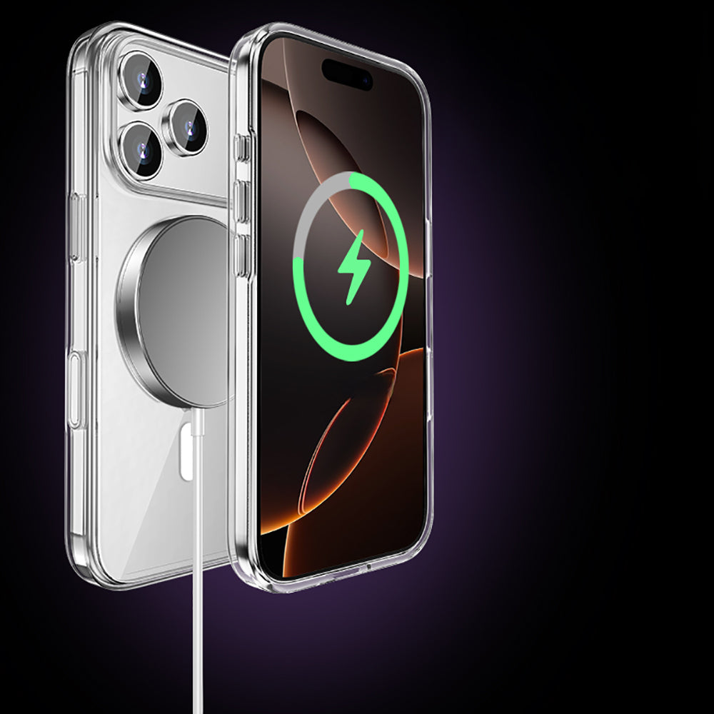 Wlons Pita iPhone 17 Pro Max M-safe Şarj Özellikli Transparan Sert PC Kılıf
