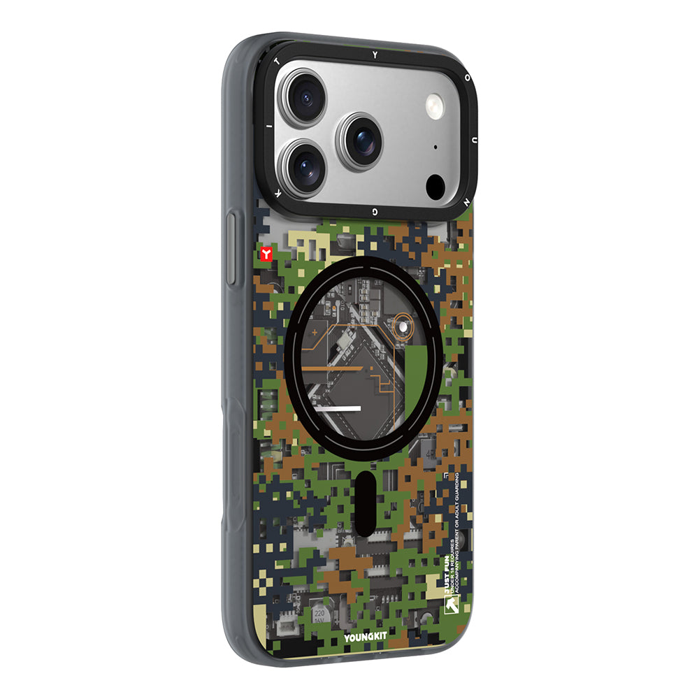 Youngkit Camouflage Sykell Serisi iPhone 17 Pro Max Kılıf M-Safe Şarj Özellikli Telefon Kılıfı