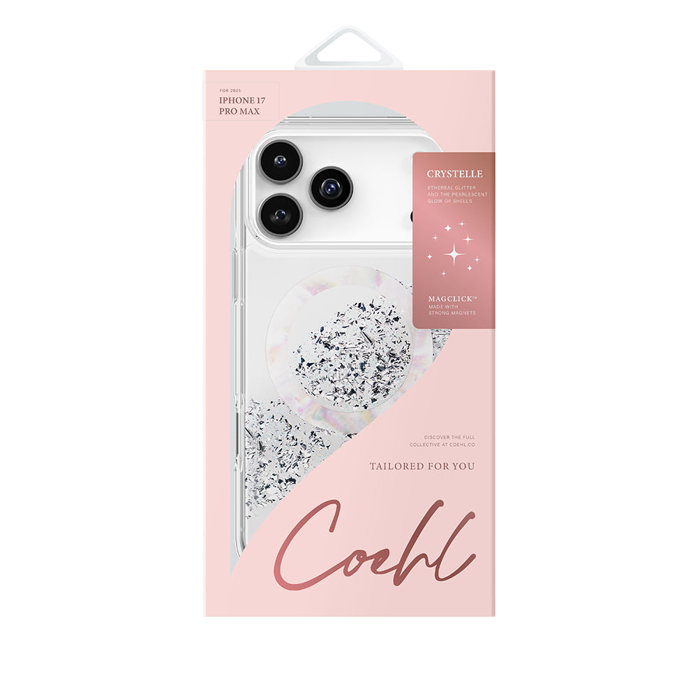 Coehl Crystelle iPhone 17 Pro Max M-safe Şarj Parlak Kristal Desenli Telefon Kılıfı
