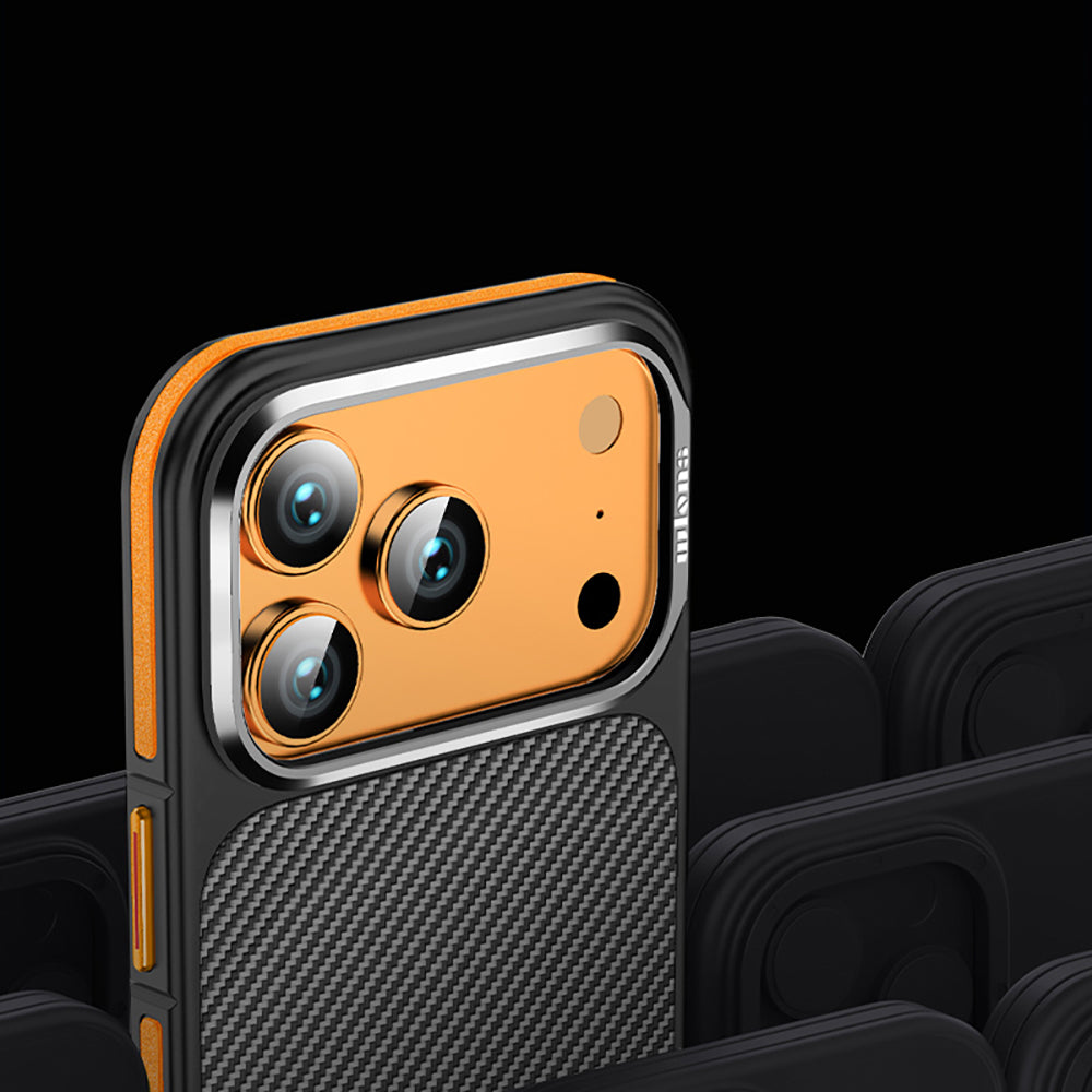 ıWlons Marin iPhone 17 Pro Max Mat Transparan Karbon Fiber Görünümlü Telefon Kılıfı