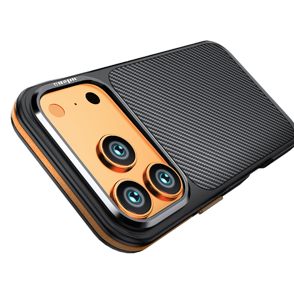 ıWlons Marin iPhone 17 Pro Max Mat Transparan Karbon Fiber Görünümlü Telefon Kılıfı