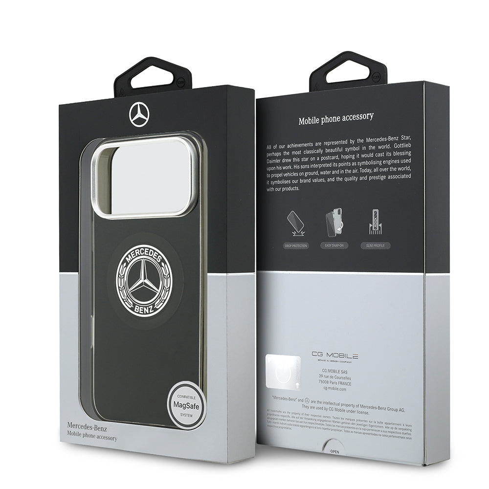 Mercedes Benz iPhone 17 Pro Max Orjinal Lisanslı M-safe Şarj Özellikli Çift Katmanlı PC Nostaljik Yıldız Dizayn Kılıf