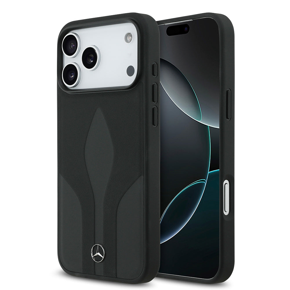 Mercedes Benz iPhone 17 Pro Max Orjinal Lisanslı M-safe Şarj Özellikli Dokulu Desenli Deri Kılıf