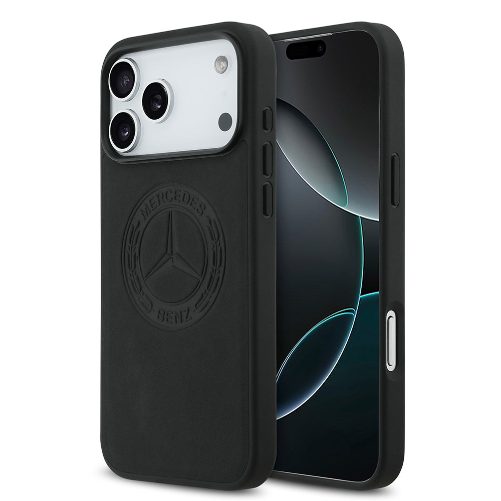 Mercedes Benz iPhone 17 Pro Max Orjinal Lisanslı M-safe Hakiki Deri Nostaljik Yıldız Dizayn Telefon Kılıfı