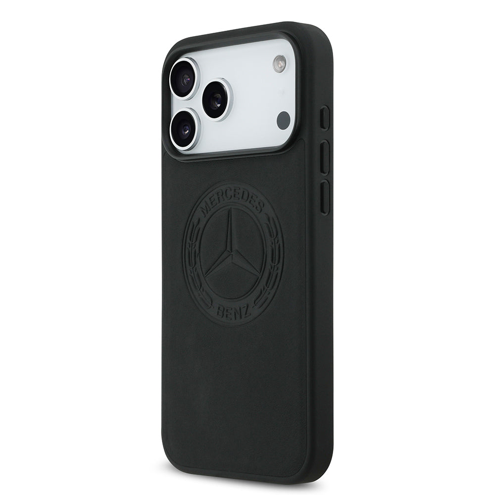Mercedes Benz iPhone 17 Pro Max Orjinal Lisanslı M-safe Hakiki Deri Nostaljik Yıldız Dizayn Kılıf