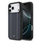 Mercedes Benz iPhone 17 Pro Max Orjinal Lisanslı M-safe Şarj Özellikli Şeritli Yıldız Desenli Metal Logolu Deri Kılıf