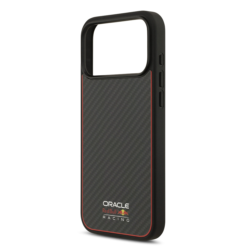 Redbull iPhone 17 Pro Kılıf Orjinal Lisanslı M-safe Karbon Fiber Parlayan Logolu Kevlar Telefon Kılıfı