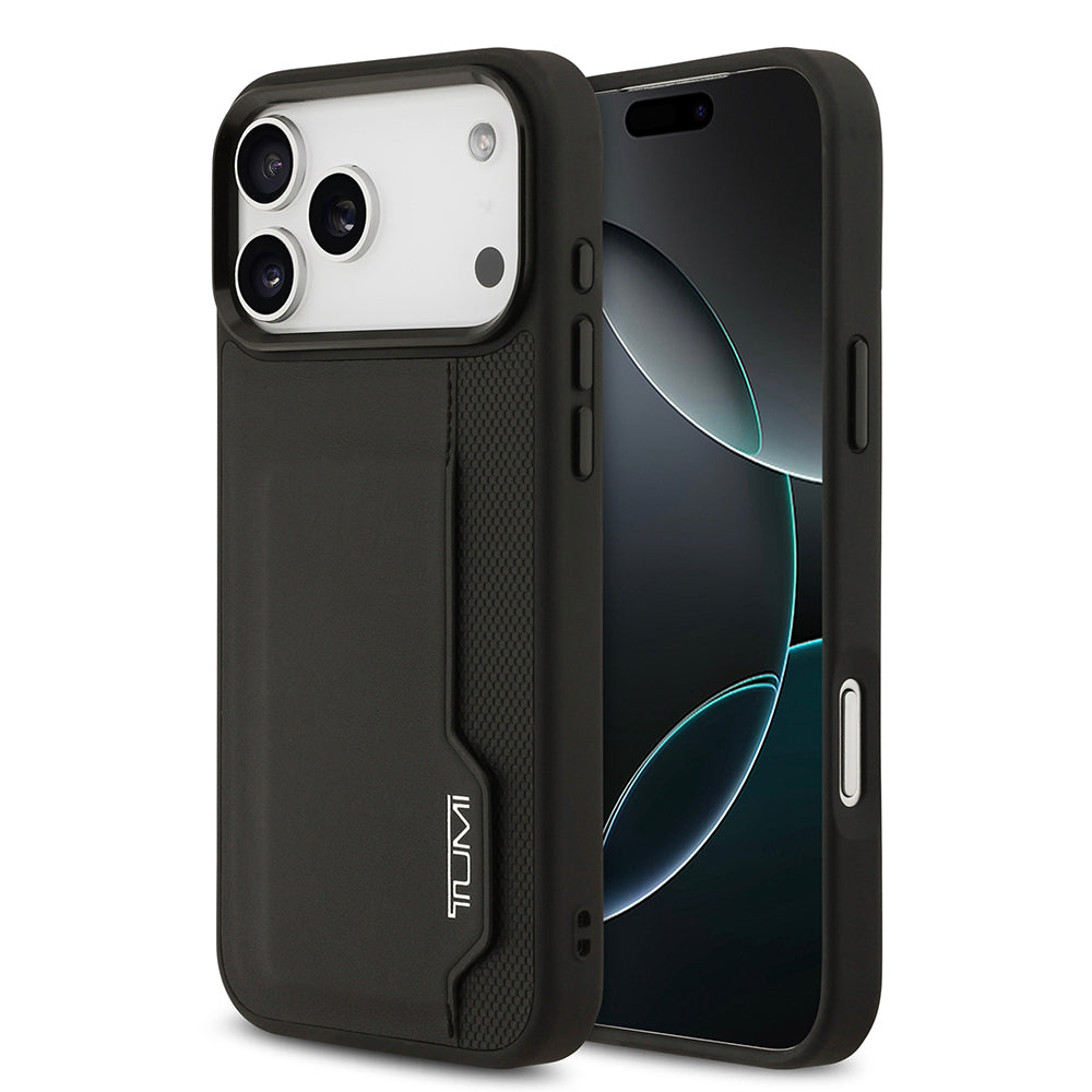 TUMI iPhone 17 Pro Max Orjinal Lisanslı Deri Dikey Kartlıklı Telefon Kılıfı